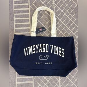 Vineyard Vines Navy & White Logo Canvas Tote